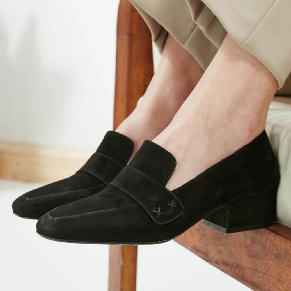 

Женская мода из натуральной замши черные туфли на коротком каблуке 35 чёрный