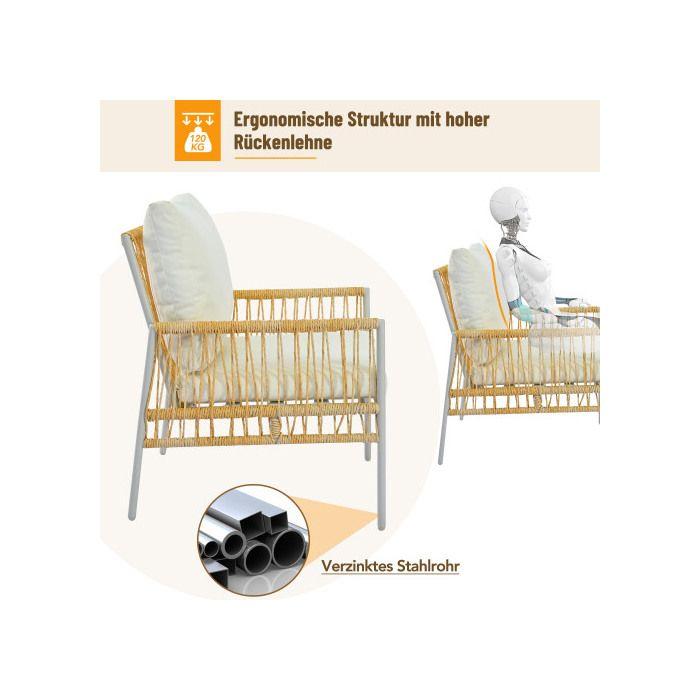 Garden Lounge - MUVOE - 7 Places - PE Rattan - Galvanized Steel - Beige