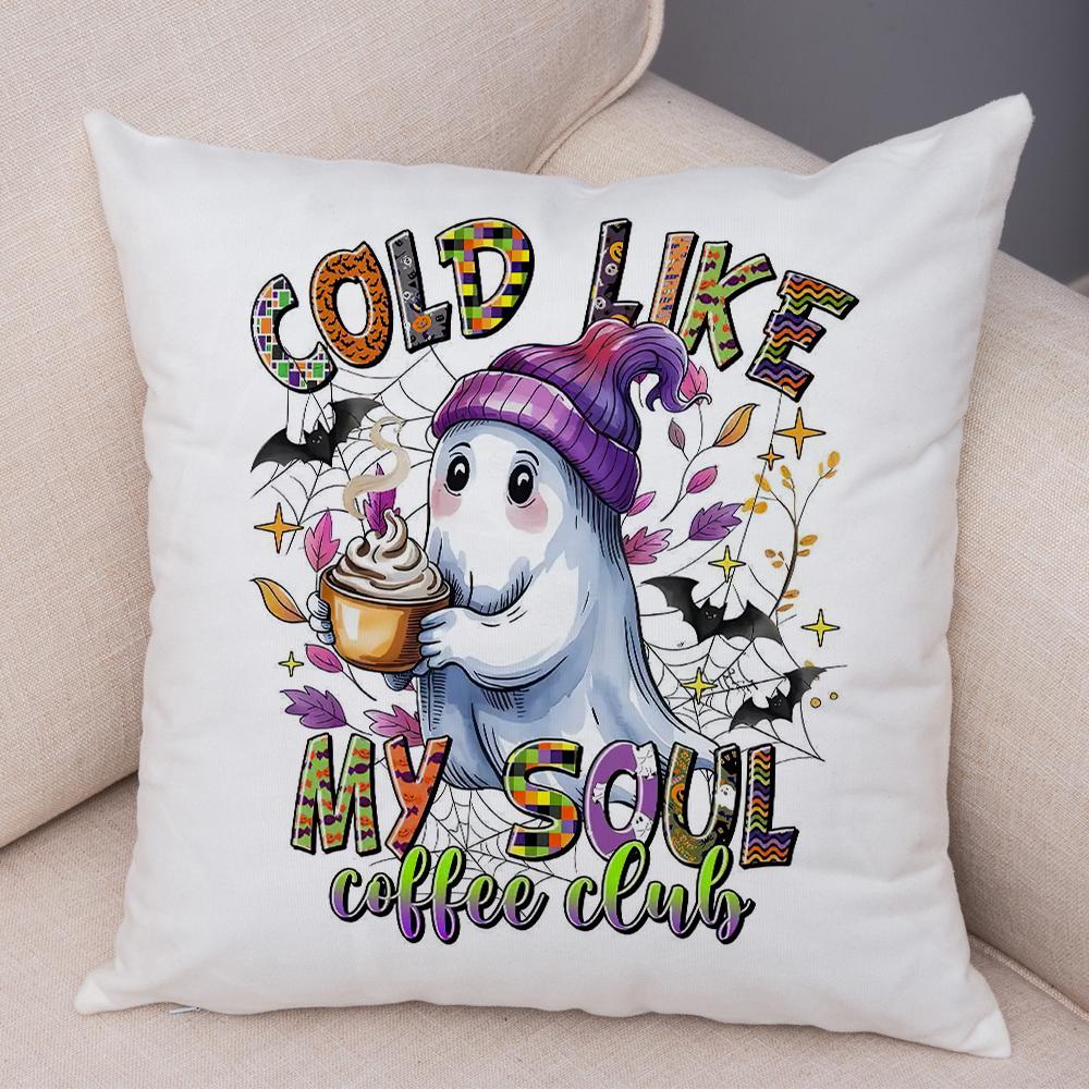 Little Miss Bootiful Pillowcase Double Print Spooky Cushion Cover Soft Plush I Ghost People All Year Round Pillowcase for Sofa 40x40cm 16x16in