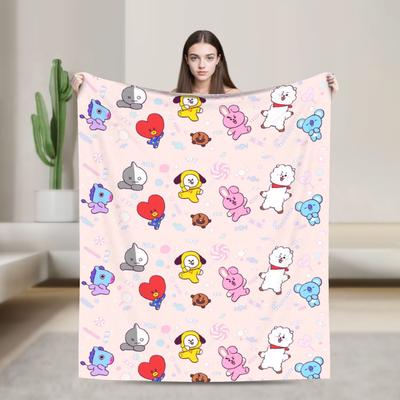Kpop Music Band Coral Fleece Plush Throw Blanket Hopes Cartoon Blanket for Sofa Office Lightweight Bedroom Quilt