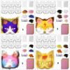 Therians Mask Set Furs,Eye Mesh,Felts Sheet DIY Foxes Cats Mask To Paint Furry Animal Mask Gear for Halloween Cosplay