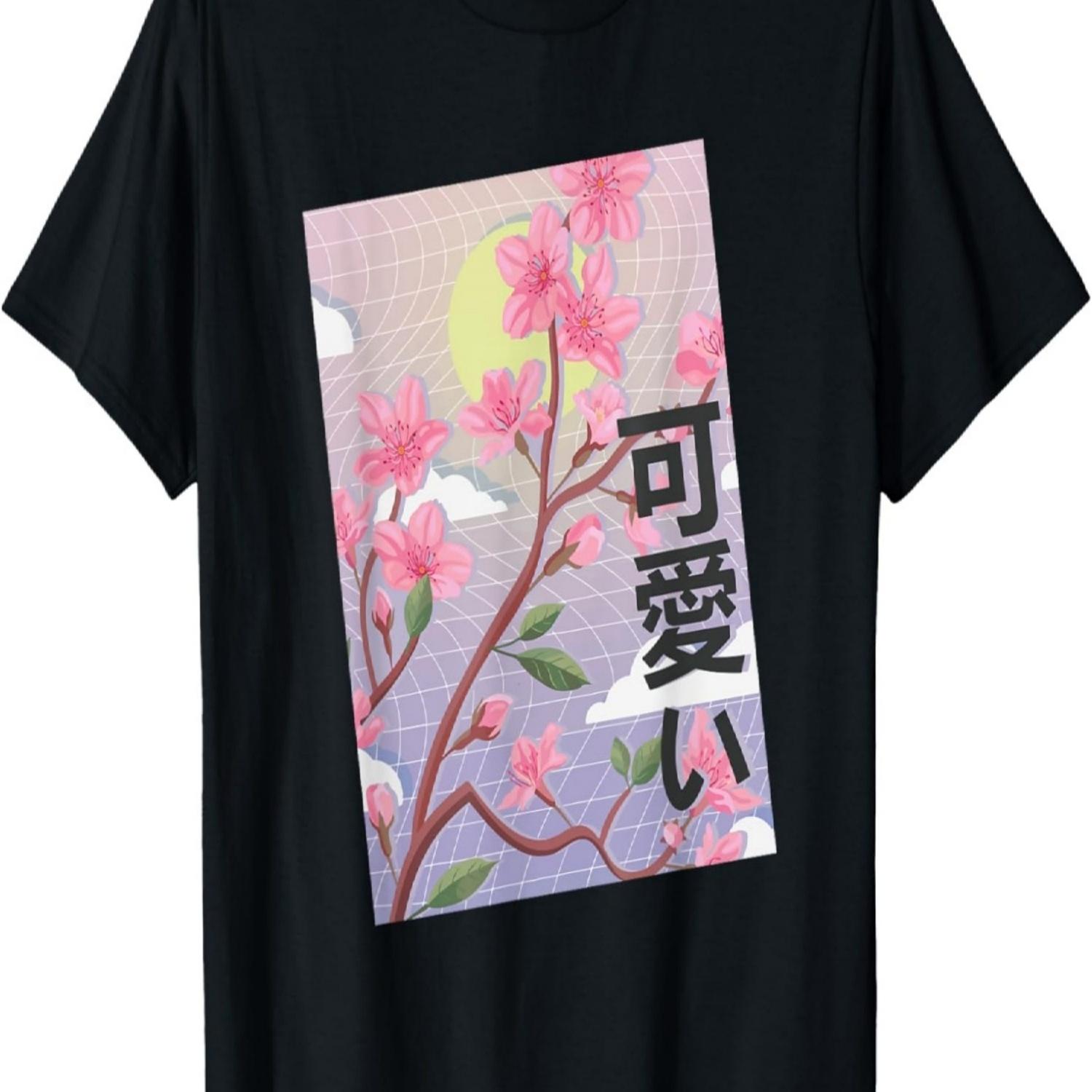 Edgy Soft Grunge  Cherry Blossom Tree Aesthetic T-Shirt S чёрный
