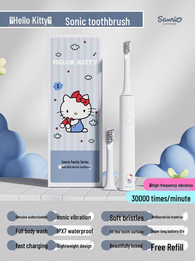 Sanrio Kuromi Wiederaufladbare Elektrische Zahnbürste für Kinder & Erwachsene - Weiche Borsten, Niedliches Design