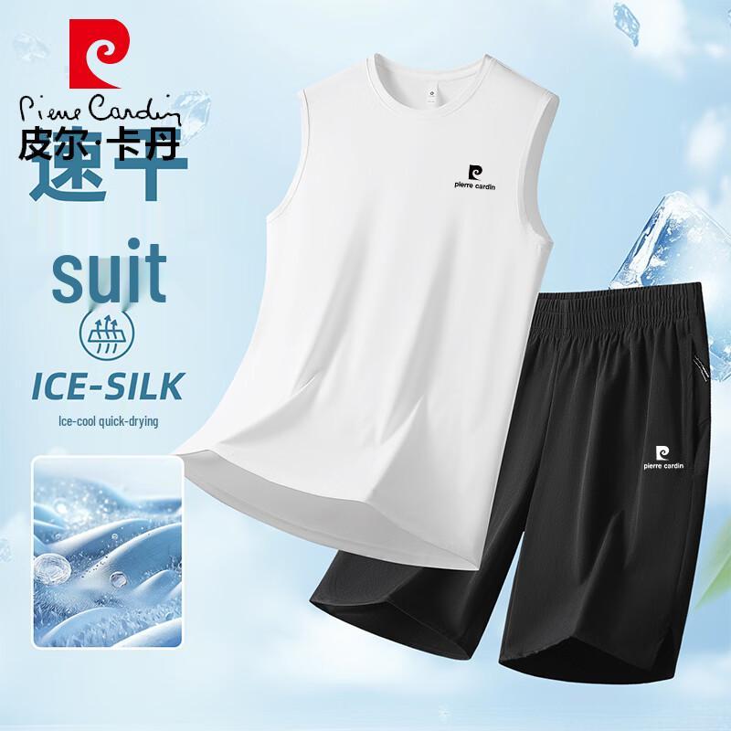 Pierre Cardin Men s Summer Ice Silk Sleeveless Top & Shorts Set 6XL
