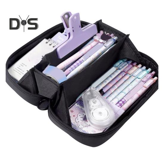 

Пенал многослойное хранение большой дизайн отверстия для ручек пенал для студентов офисных работников учебные принадлежности чёрный