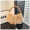 Luxury Furry Shoulder Bag Solid Color Soft Handbag Zipper Fluffy Clutch Bag