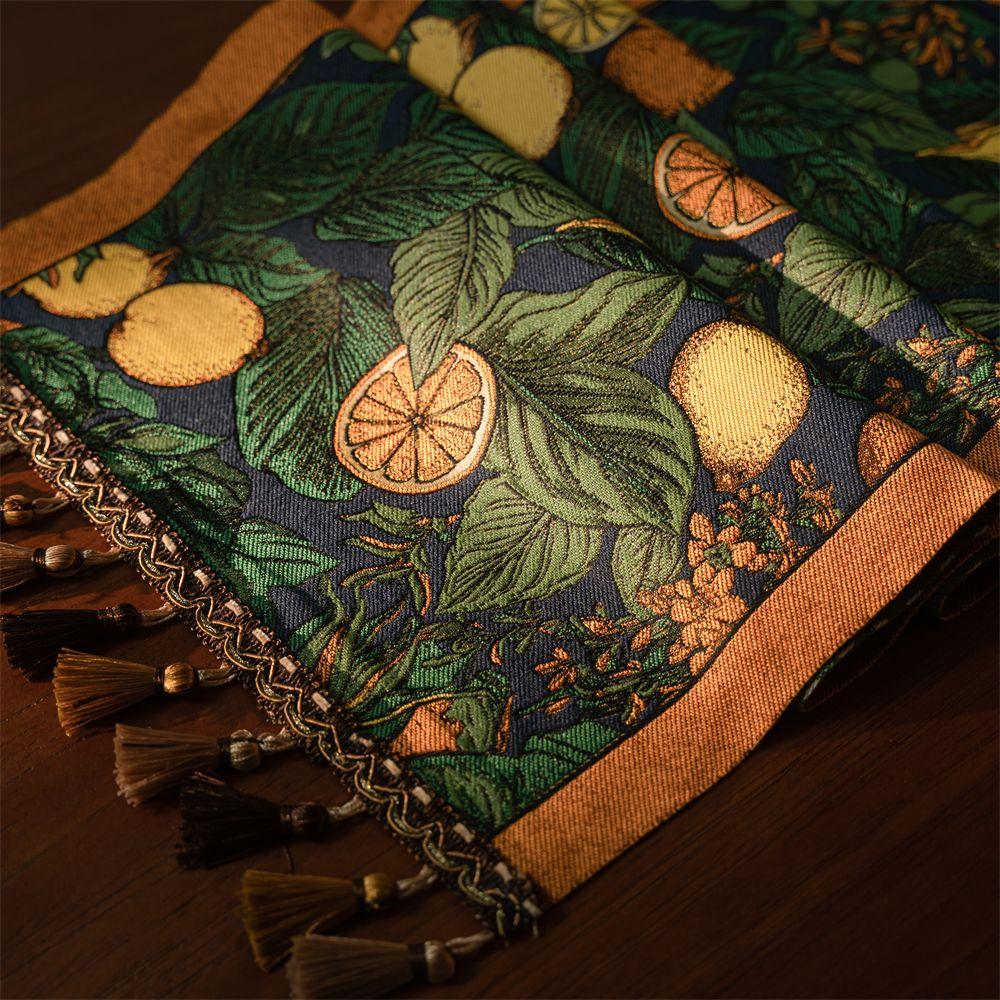 

Exquisite Retro Lemon Pattern Woven Jacquard Table Runner Polyester Cover for TV Stand Bed End Luxury Home Vintage Textile Decor 35-120cm белый