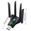 4-Antenna Design Dual Band WiFi USB Adapter USB3.0 Interface Dual Band 2.4G/5Ghz 1300Mbps WiFi Dongle Driver Free Powerful