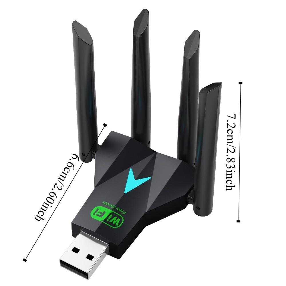 4-Antenna Design Dual Band WiFi USB Adapter USB3.0 Interface Dual Band 2.4G/5Ghz 1300Mbps WiFi Dongle Driver Free Powerful