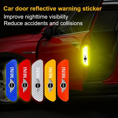 4Pcs Car Stickers Portable Safety Warning Reflective Decal For MINI JCW Cabrio Cooper Countryman Aceman Clubman Coupe Paceman