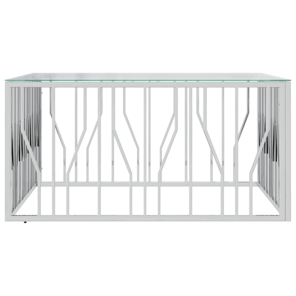 Coffee Table 100 X 100 X 50 Cm Stainless Steel and Glass