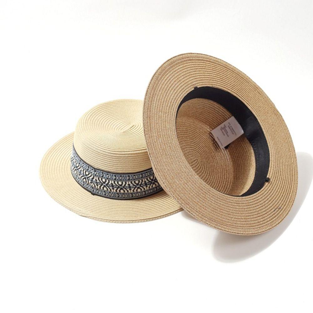 

UV Protection Weave Straw Hat Boho Outdoor Visor Cap Elegant Beach Hat Summer чорний