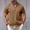 IHUASU Men's Fashion Casual Summer Spring Short Sleeve V-Neck  Blouses & Shirts Elegant