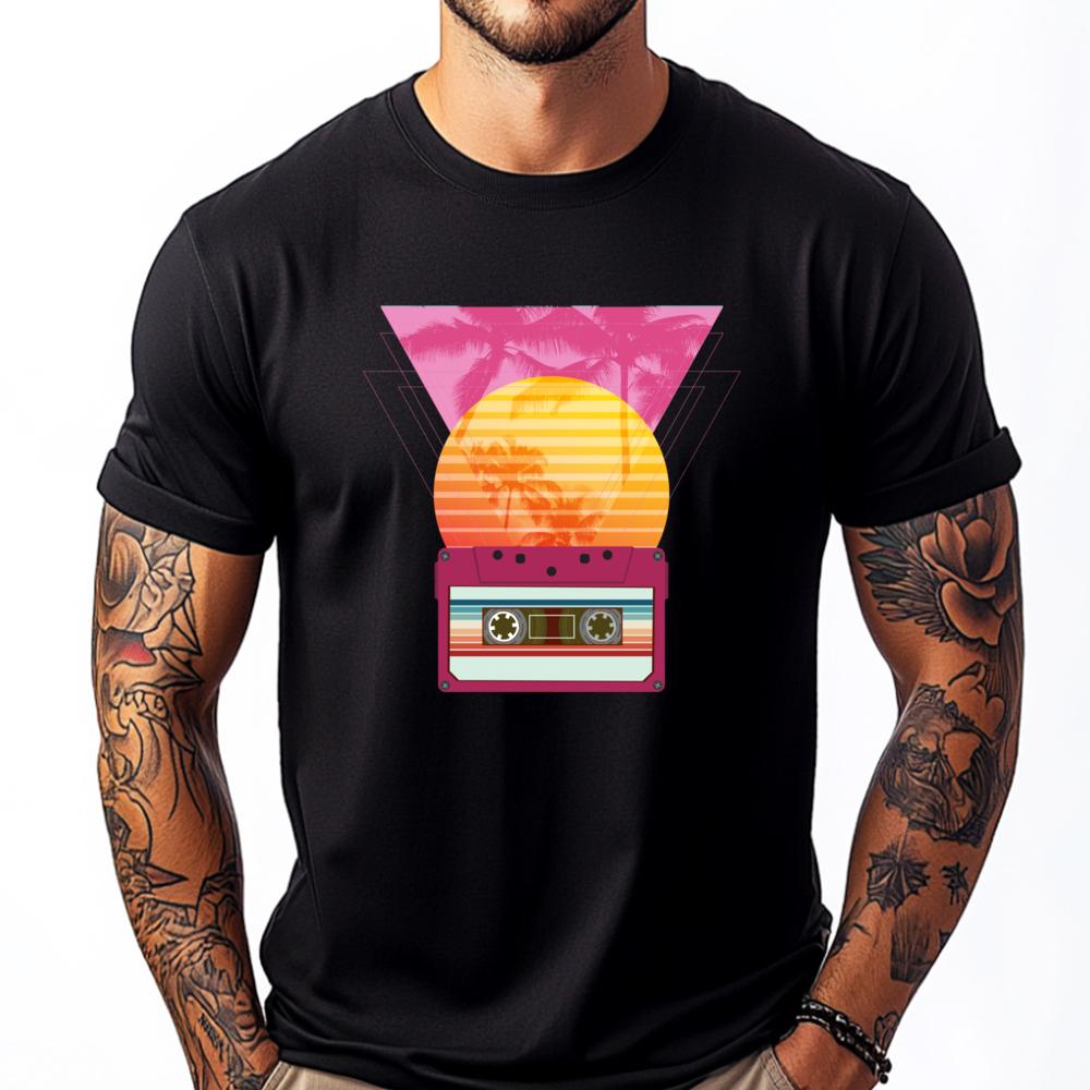 Retrowave Synthwave Vaporwave Sunset Cassette Camisetas Cotton Comfort Camisetas De Hombre Tshirts Gothic Style - Men s Summe... S разноцветный