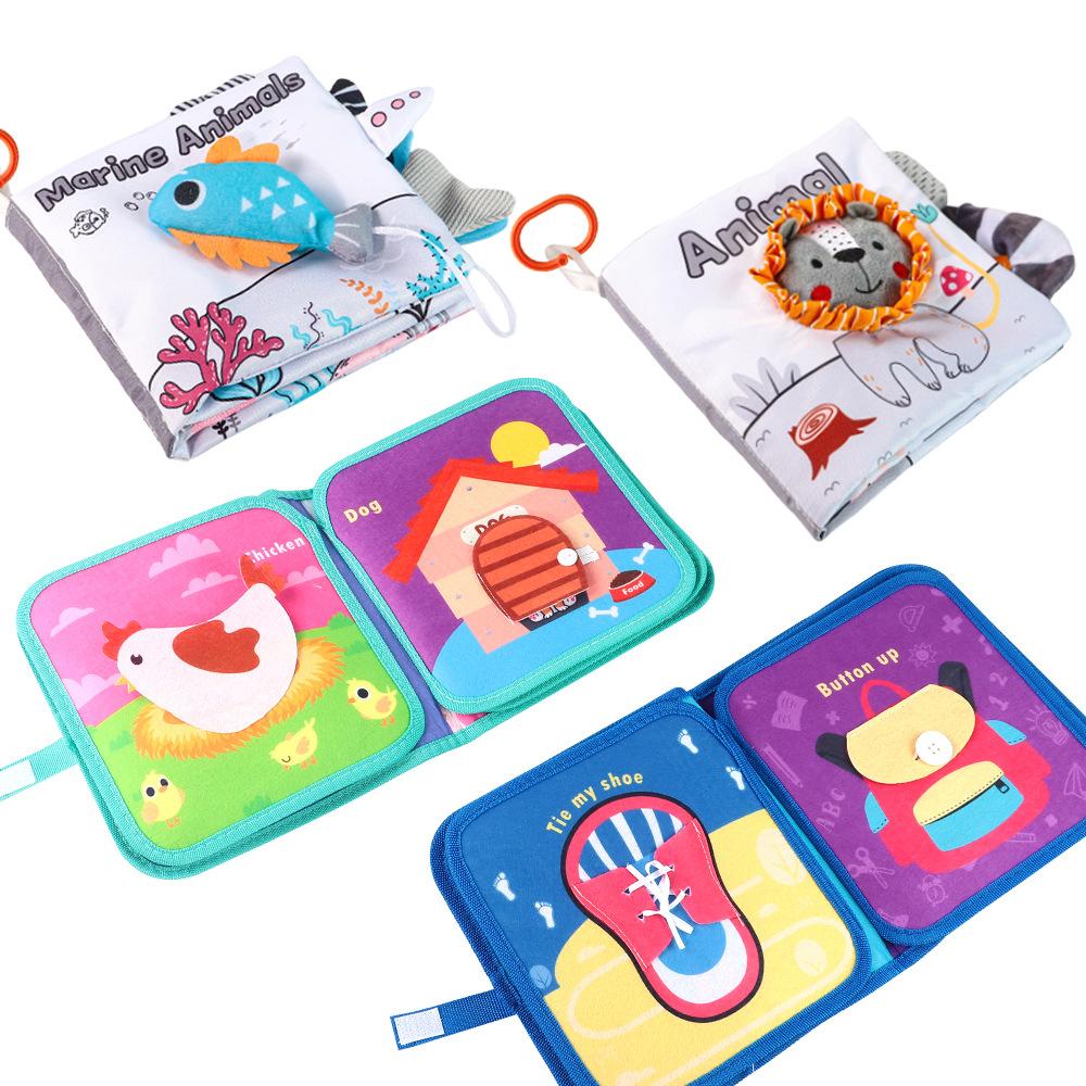 Source Factory 0-3 Years Old Baby Baby Cloth Book Animal Tail Cloth Book Early Teaching Hand Tearing Book Quiet Cloth Book Toy