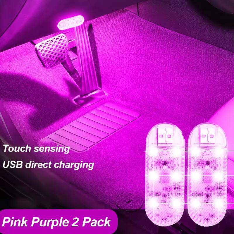 1/2/4PC Mini Car LED Light USB Charging Interior Lighting Lamp for Armrest Box Switch Touch Magnetic Reading Lamp Foot Light