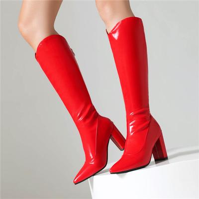 Damskie buty na wysokim obcasie jesień i zima prosty temperament gruby obcas duży rozmiar średnie buty