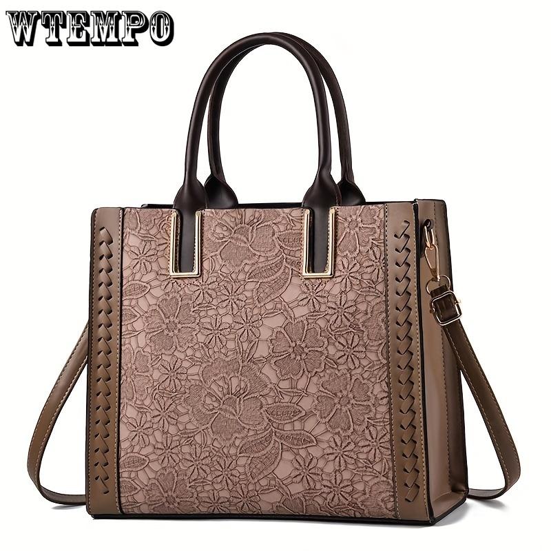 New Lace Embossed Large Capacity Soft Shoulder Oblique Span Multi-layer Texture Foreign Style Women's Bag