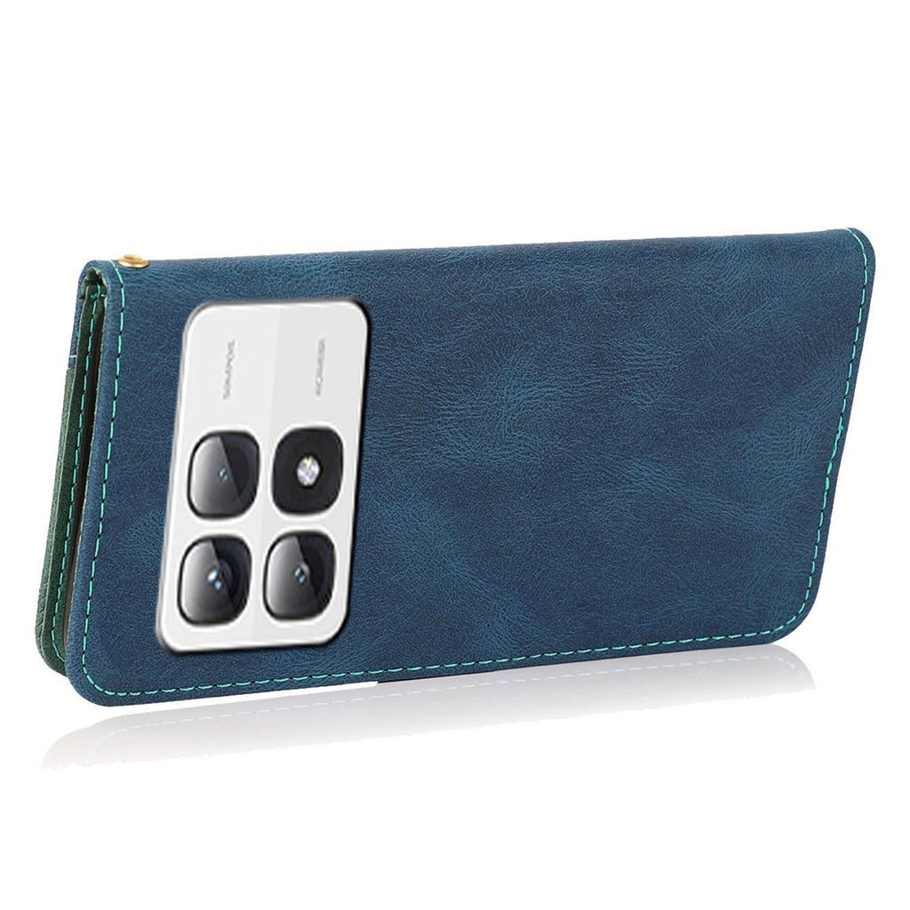 For Xiaomi 14T Pro Cover Color Splicing Wallet Stand Leather Phone Case with Wrist Strap