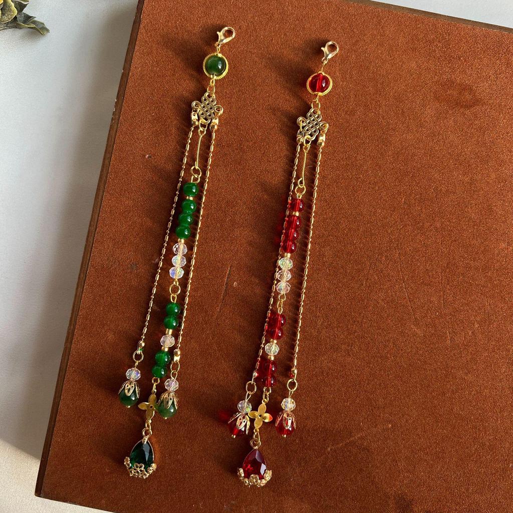 Handmade Ancient Style Hanfu Pendant with DIY Tassel for Hairpins, Bracelets, and Ornaments