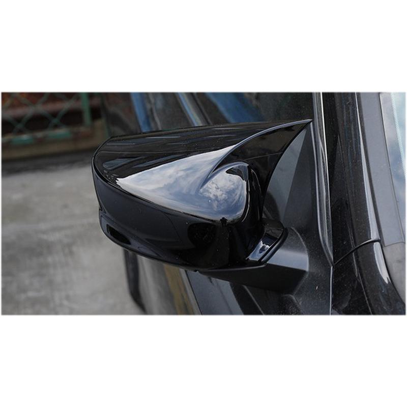 Horn Style Side Rear View Mirror Cover Trim Fit for Acura ILX 2013 2014 2015 2016 2017 2018     Glossy Black ABS