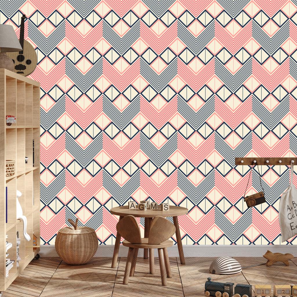 Geometric retro pattern wallpaper for living room and bedroom 50x1000