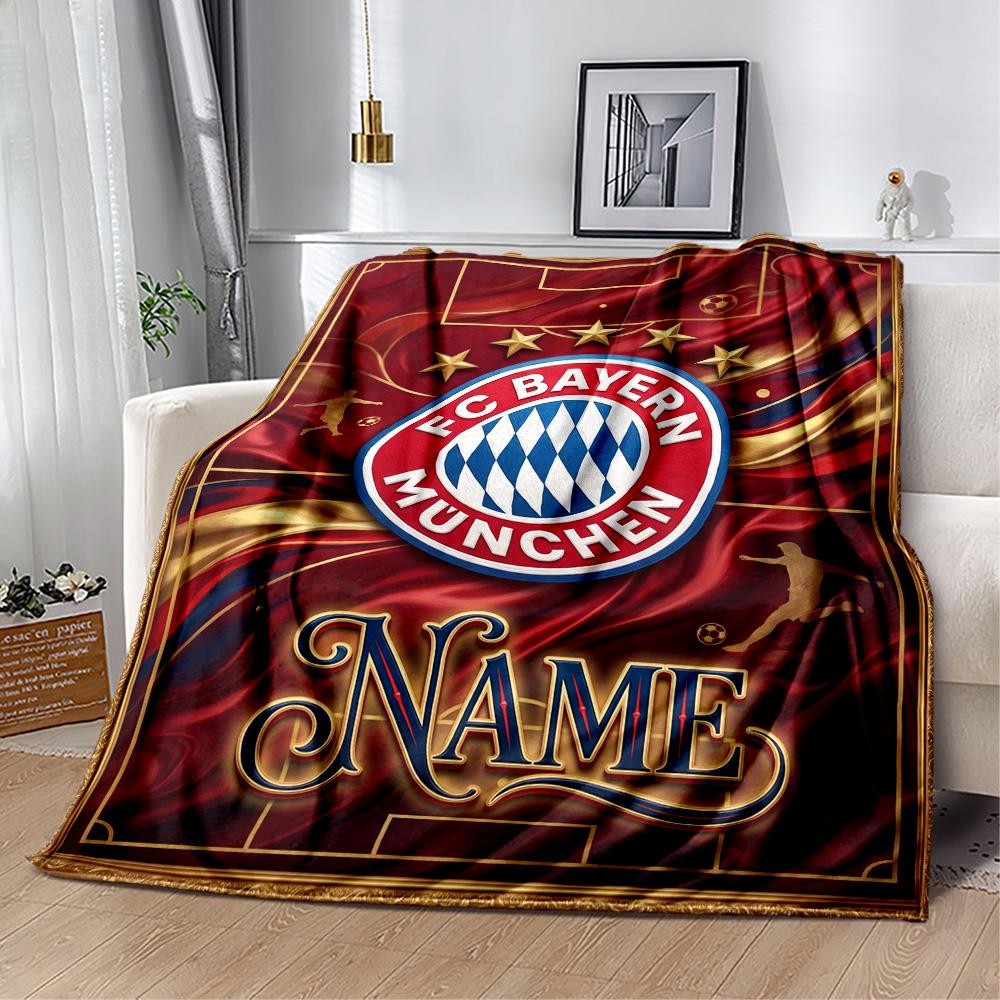 Bayern Munich Soccer Poster Personalized Text Blanket Throw Personalized Blanket Soft & Cozy Suitable for Livingroom Sofa Nap Bedding