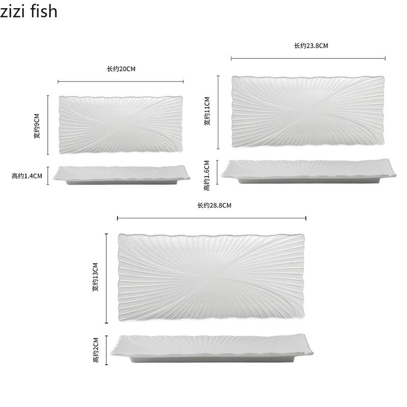 Plato de Barra Larga Irregular de Cerámica Blanca Pura Plato para Sushi Dim Sum Plato para Presentación de Cocina Molecular Vajilla Creativa para Restaurante