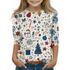 Children's 3/4 Sleeve Round Neck Top Christmas Tree Printed Everyday Casual Top