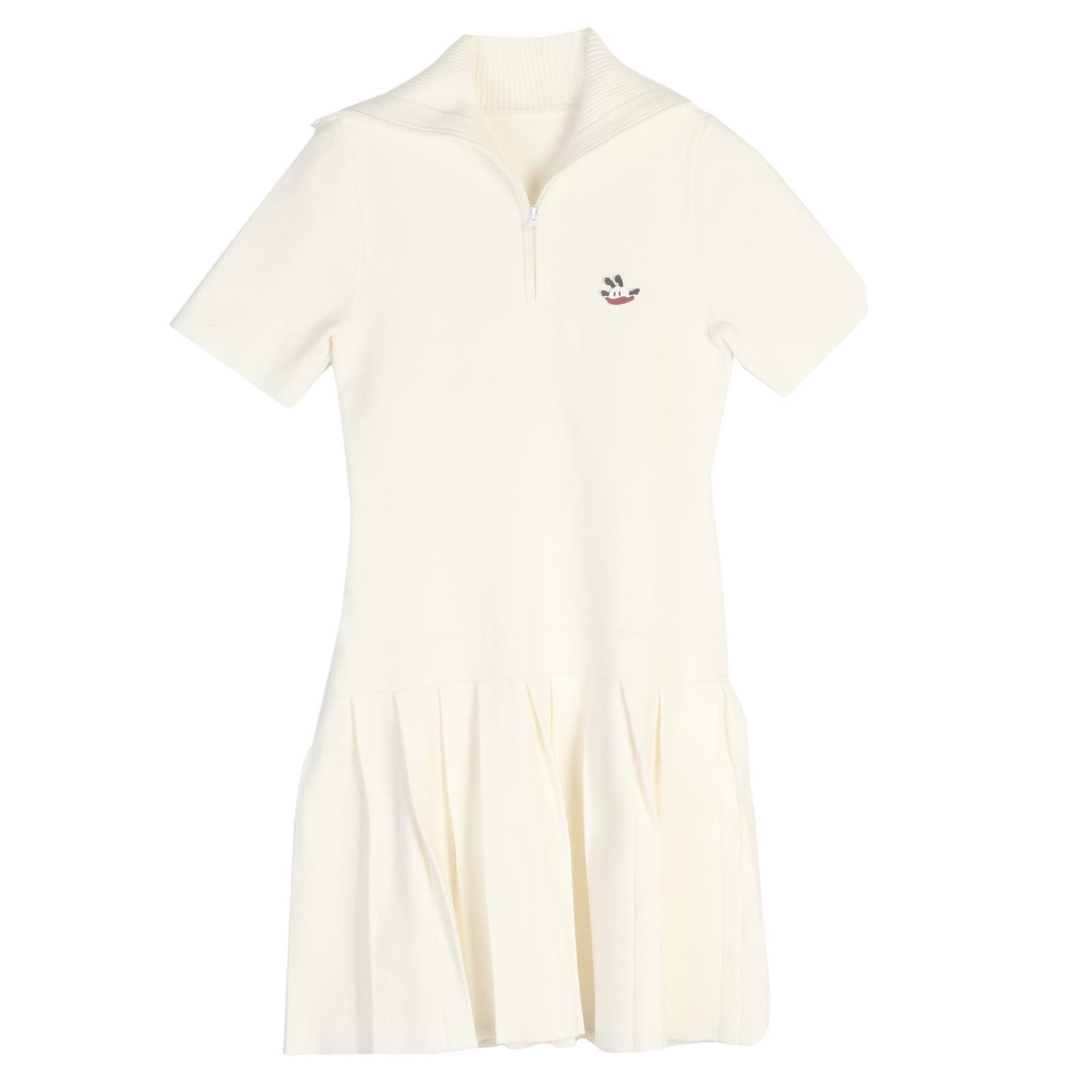 

Новое вязаное платье-поло с мультяшным принтом и расклешенной плиссированной юбкой - Коллекция весна/лето Medium