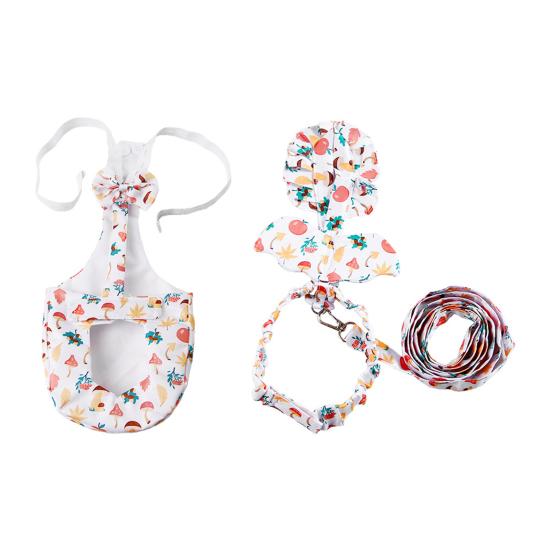 Duck Diaper with Leash Mushroom And Leaf Print Poultry Diaper Adjustable Farm Pet Diaper with Bow Knot for Goose Chicken Duck