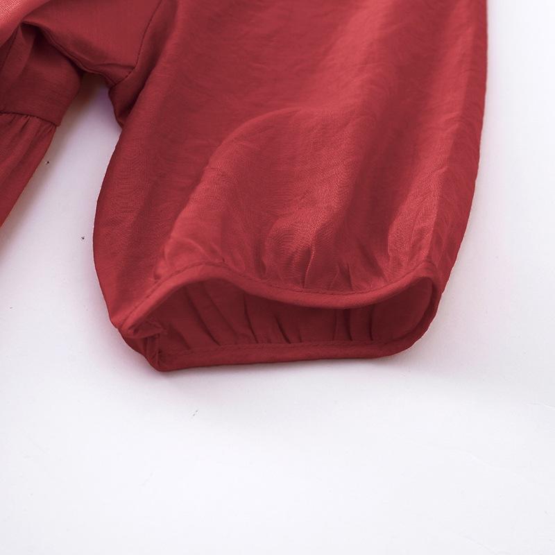 Retro Solid Color Cotton and Linen Dress Women's 2025 Spring and Summer New Loose and Thin Round Neck Five-quarter Sleeve Long Dress