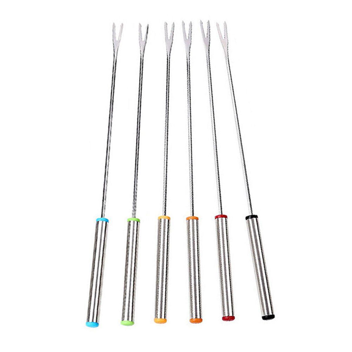

Cake Dessert Cheese Heat Resistant Handle Marshmallow Meat Barbecue Tool Fork Skewer Fondue Sticks 6Pcs
