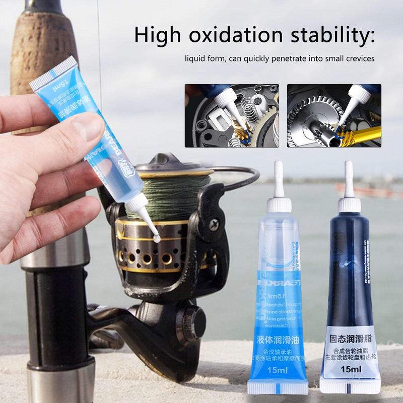 Fishing Reel Oil Reel Butter Oil And Grease 15ml Set 2 Pieces Reel Care Kit Fishing Accessories For Smooth Lasting Lubrication