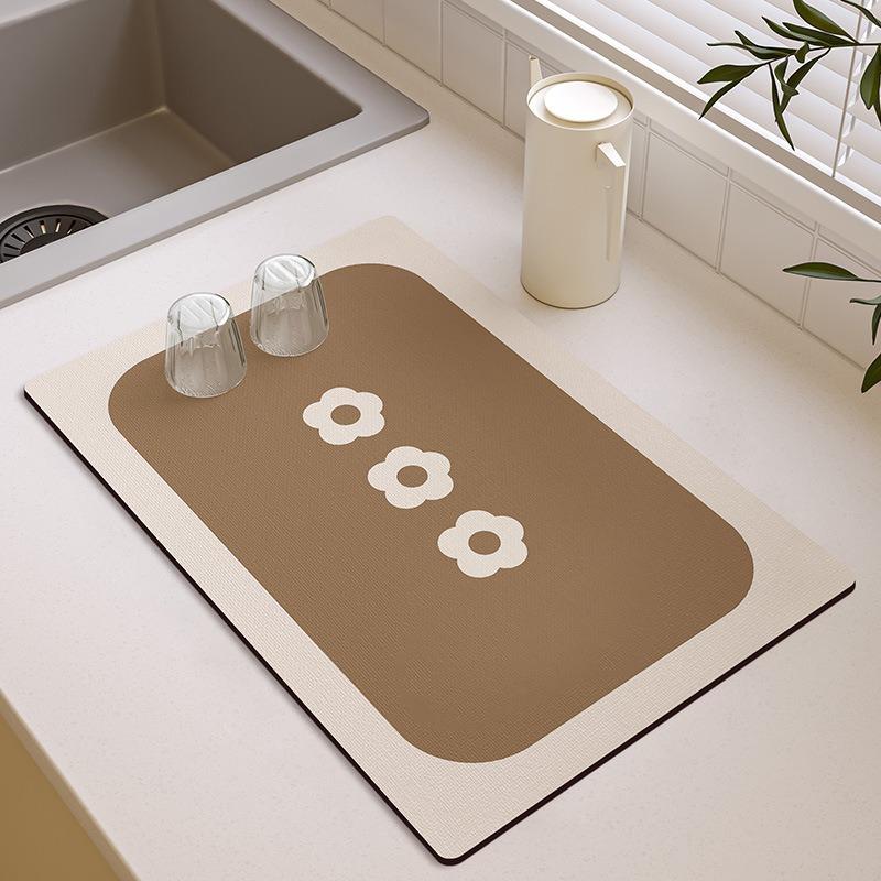 Small Fresh Kitchen Countertop Mat Dirt Resistant Heat-resistant Heat-insulating Pad Water Absorbing Quick Drying Anti Slip Pad