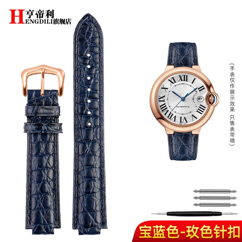 18-11mm 20-12mm Crocodile Genuine Leather Watchband For Cartier Blue Balloon Wsbb0025 Bracelet Watch Men's Women's Replace Strap