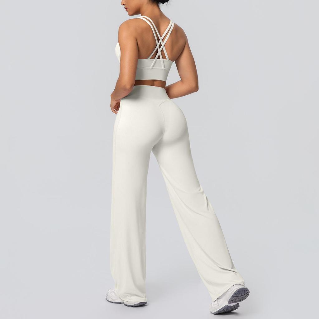 Sexy Sport-BH mit Kreuzrücken & High-Waist Yoga-Hosen Set - Schnelltrocknende Fitnessbekleidung