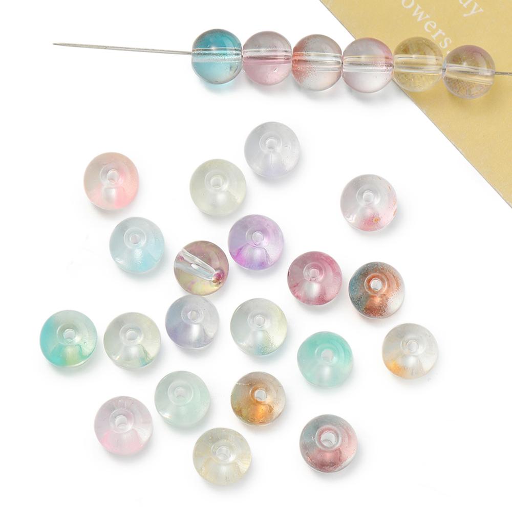 30/50pcs 8mm Transparent Double Color Jelly Glass Bead Round Spacer Loose Bead for DIY Bracelet Necklace Jewelry Making Supplies