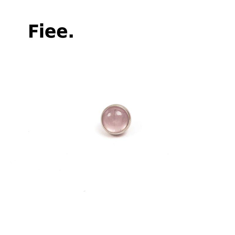 

F136 4mm Natural Stone Flats Stud Earrings Titanium Alloy [Only 1] powder jade, with base Rod