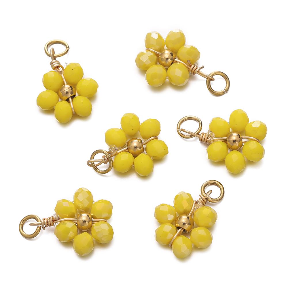 5pcs/Lot Crystal Small Flower Bead Pendant with Stainless Steel Connector for Earrings Necklace Pendant DIY Jewelry Making
