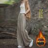Women's Tie-Dye Cotton & Linen Wide-Leg Trousers with Velvet & Thickened Ramie
