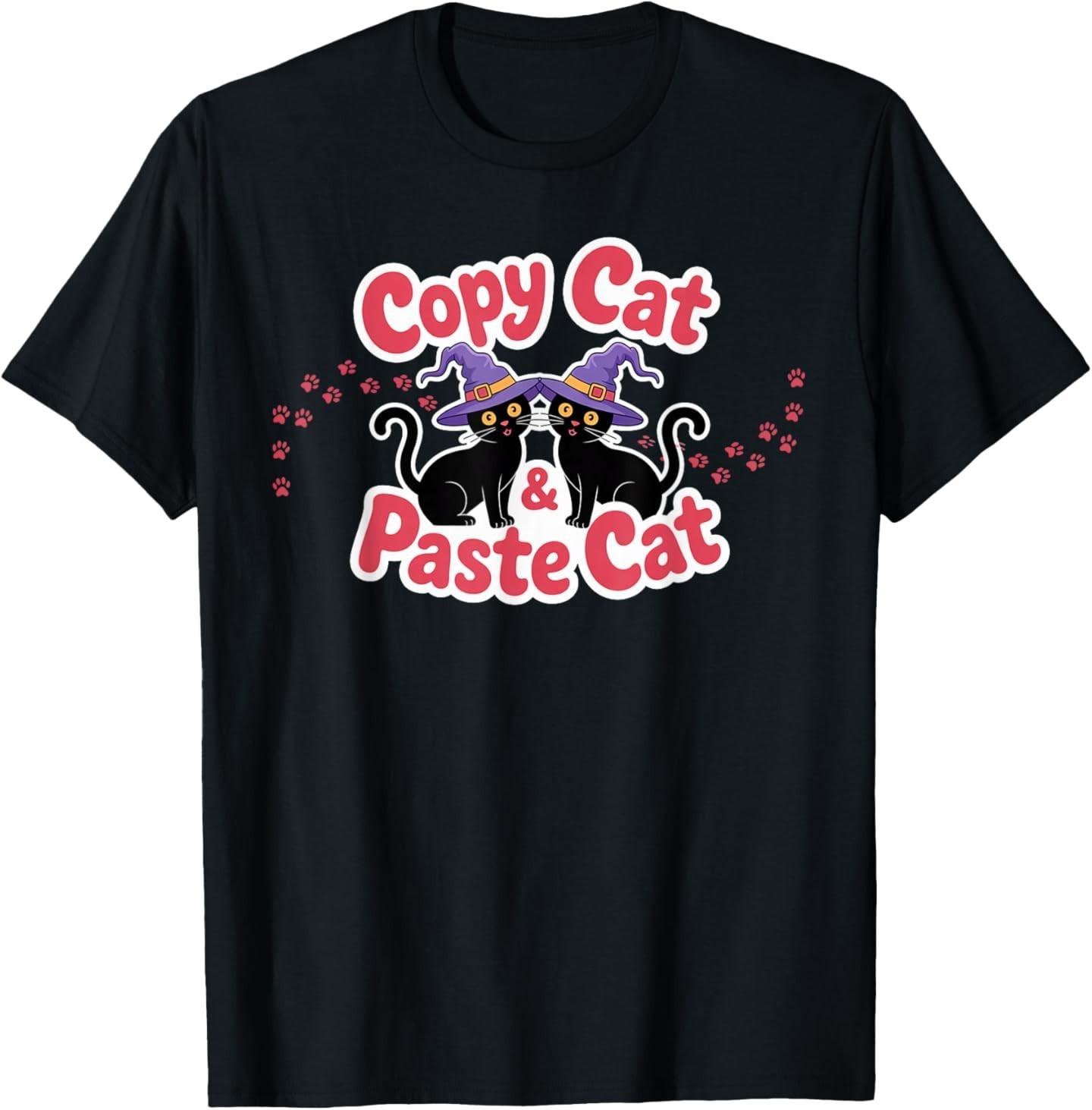 Copy cat Paste cat Matching Twins Costume Halloween T-Shirt S
