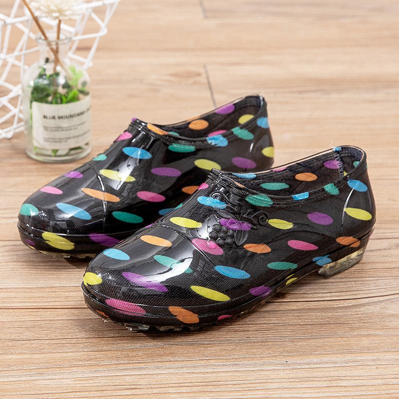 Low-top fashion models, light-mouth waterproof shoes, rain shoes, women's summer kitchen work rubber shoes, water-treading non-slip short overshoes