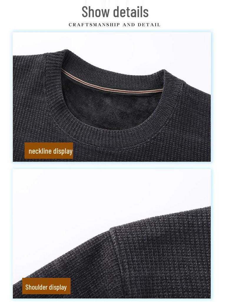 Men's Chenille Velvet-Lined Warm Sweater for Dad and Grandpa – Autumn/Winter
