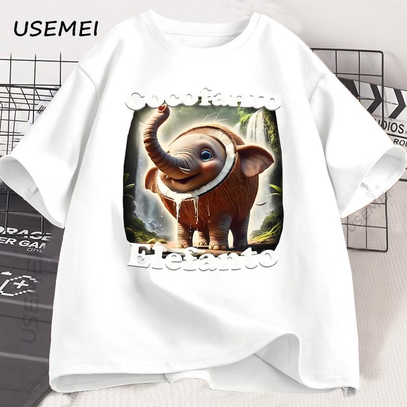 Cocofanto Elefanto Funny Italian Brainrot Meme Classic T-Shirt Cotton Short Sleeve Tshirt Round Neck Breathable Casual Top