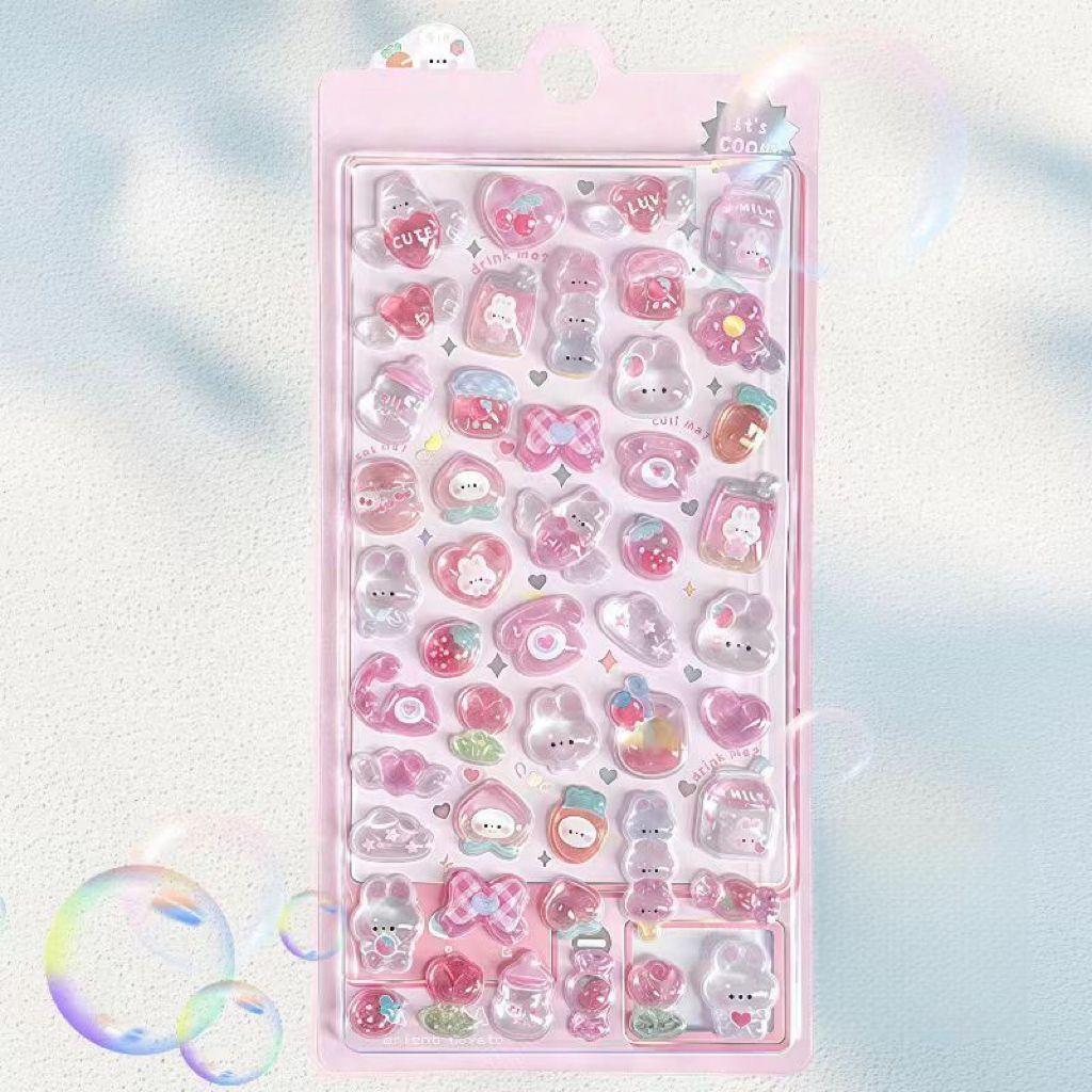 Cartoon 3D Rhinestone Stickers, Self-Adhesive Cute Animal Relief Stickers for Scrapbooking, DIY Crafts, Office & School Supplies