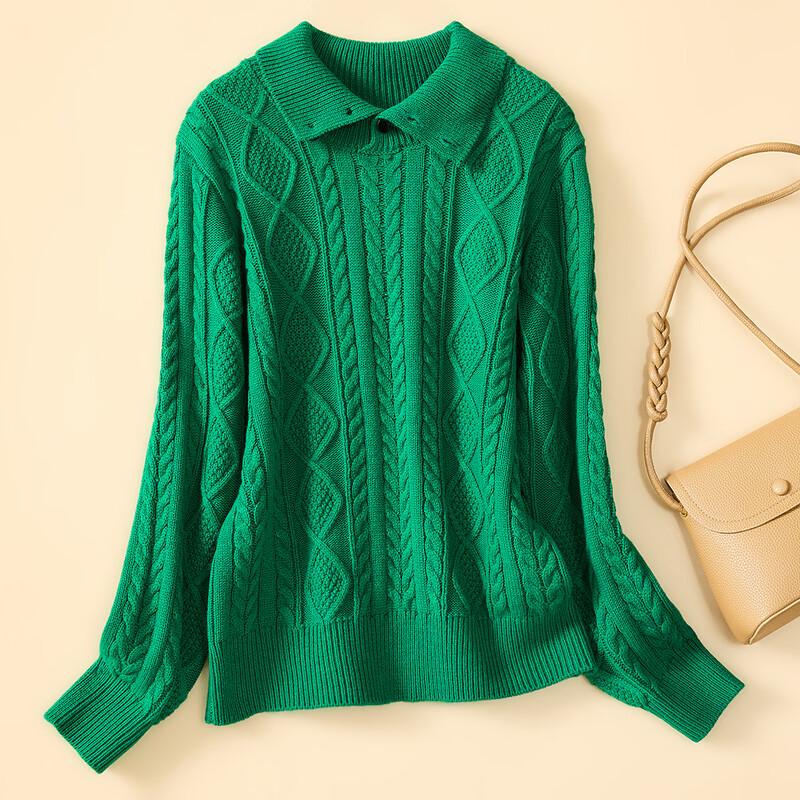 Women s Chunky Wool Blend Cable Knit Turtleneck Sweater L