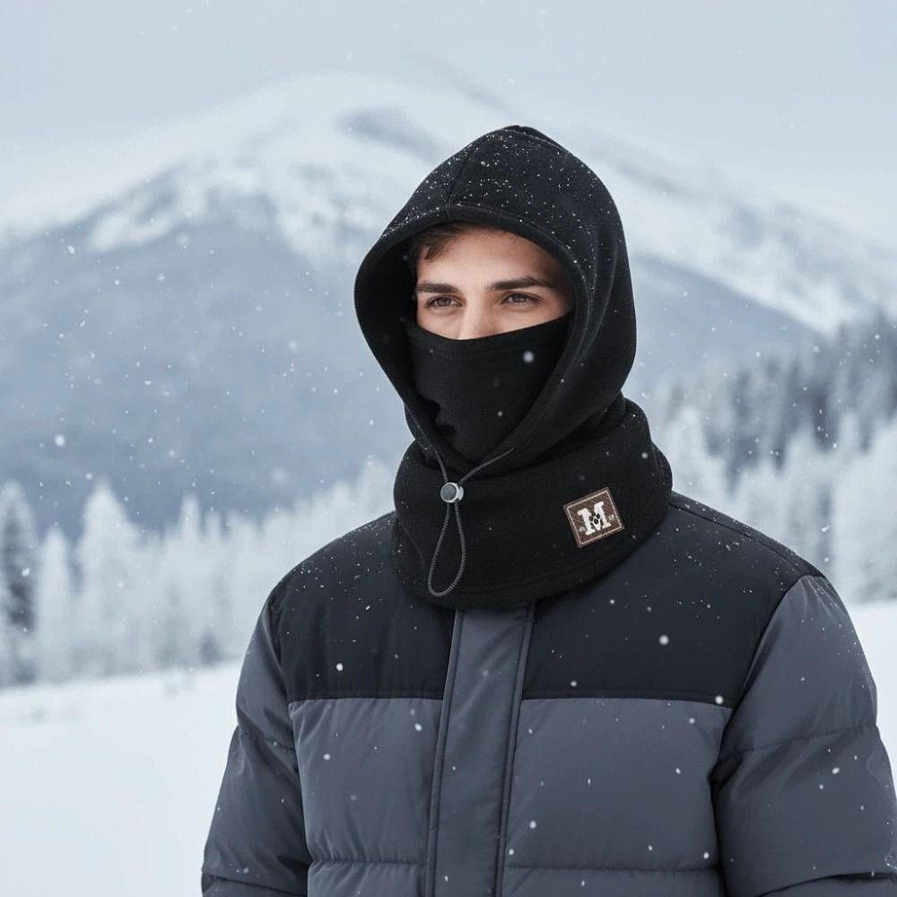 Warmer Hooded Neck Cap Drawstring Winter Pullover Cap Casual Fleece Balaclava Hat  Outdoor