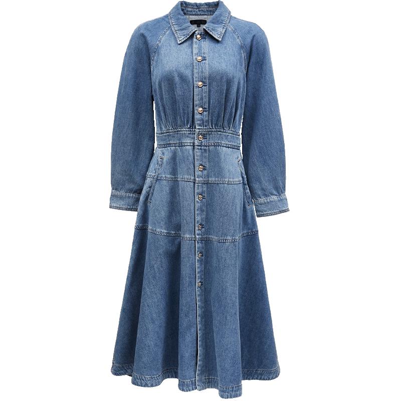 

ТОЛЬКО 2025 Весеннее лиоцелловое ретро джинсовое миди-платье с лацканами L