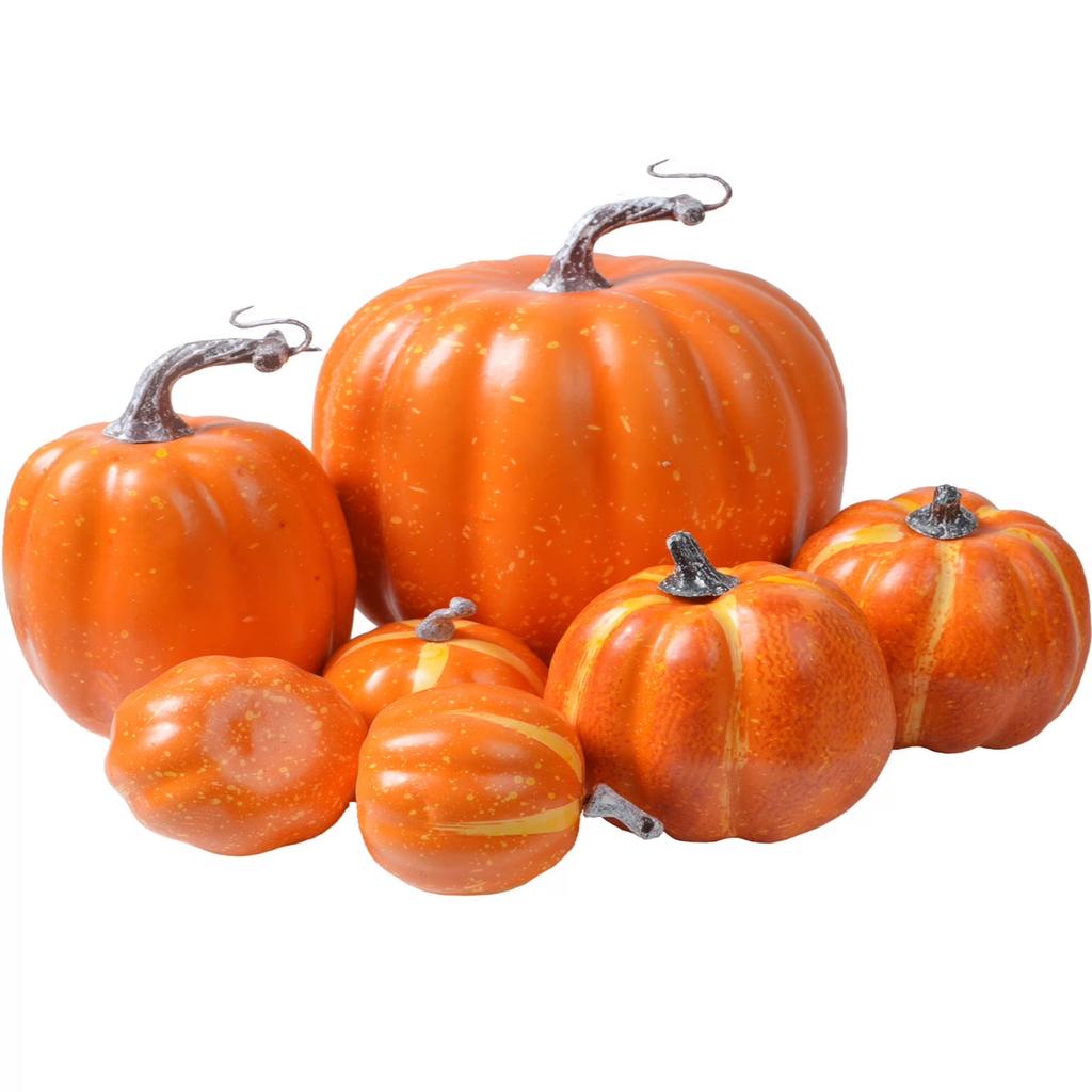 7pcs Simulation Pumpkin Model Orange Foam Pumpkin Suit